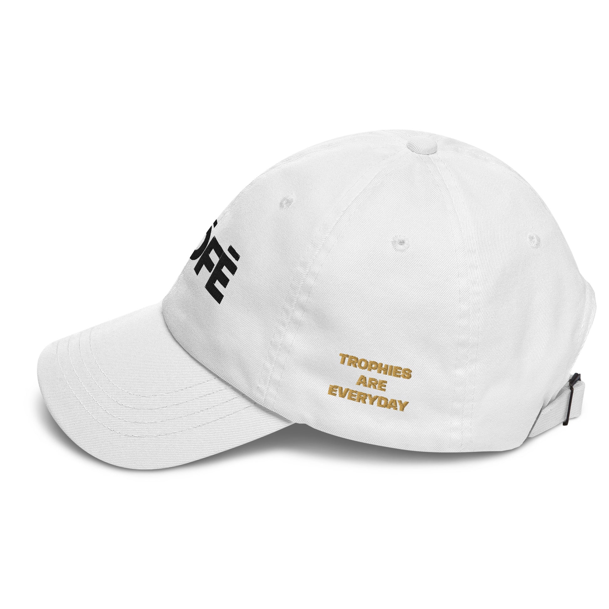 TRŌFĒ Black Logo Classic Dad Hat left 