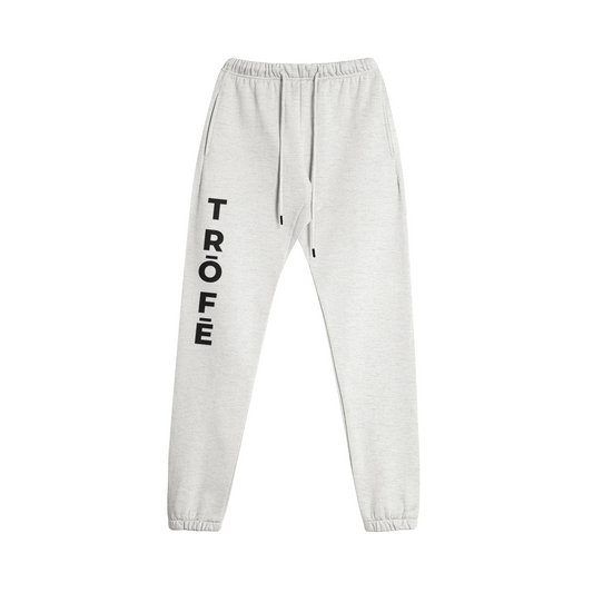 TRŌFĒ Black Logo Sweatpants front heather grey