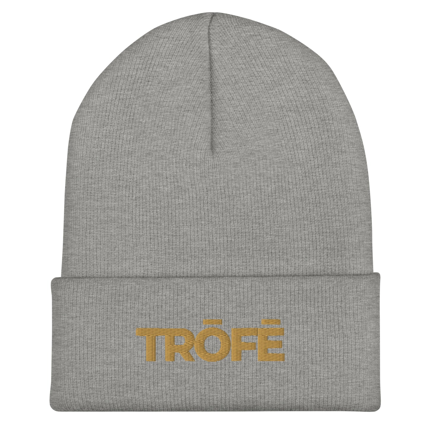 TRŌFĒ Gold Logo Cuffed Beanie front