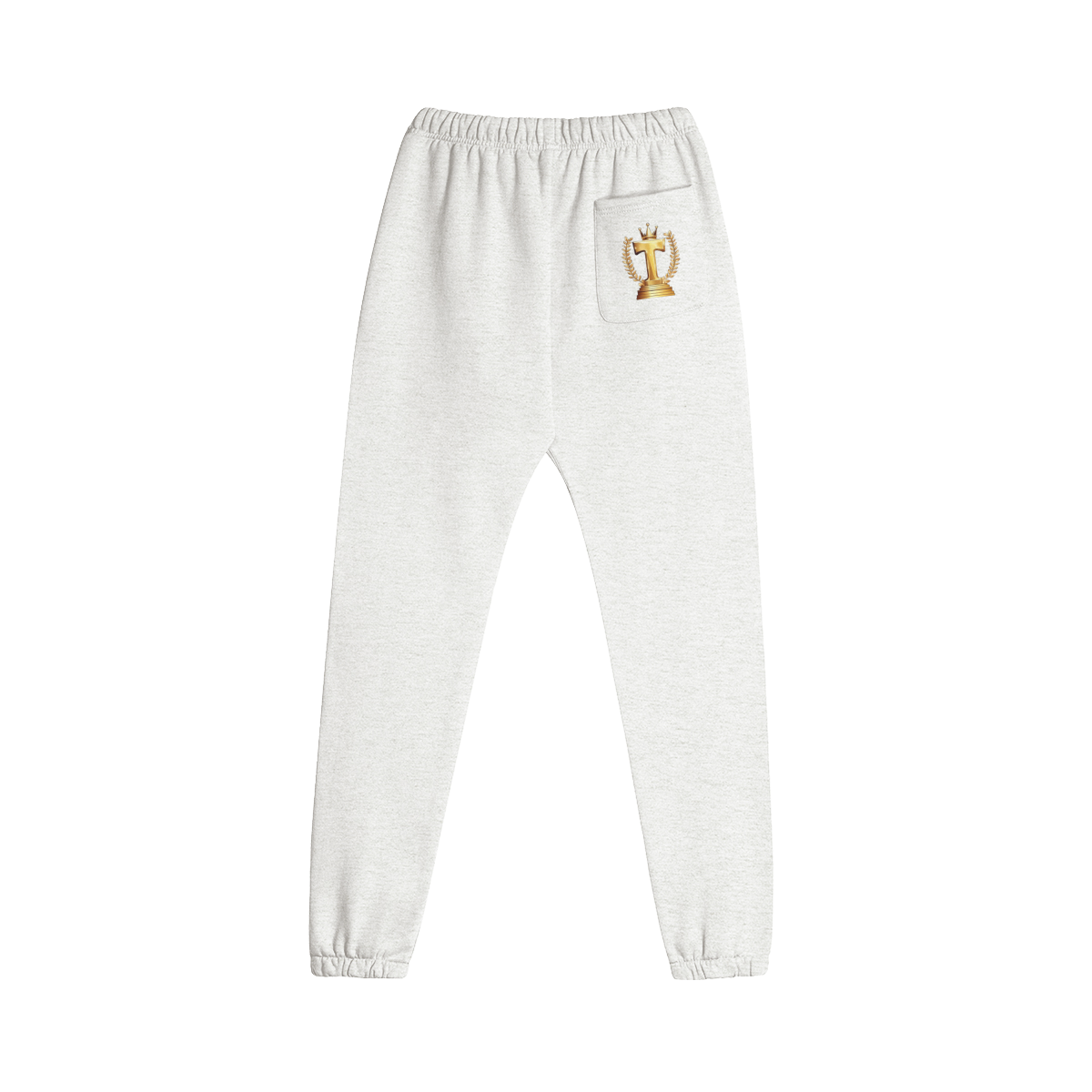 TRŌFĒ Gold Logo Sweatpants heather grey back