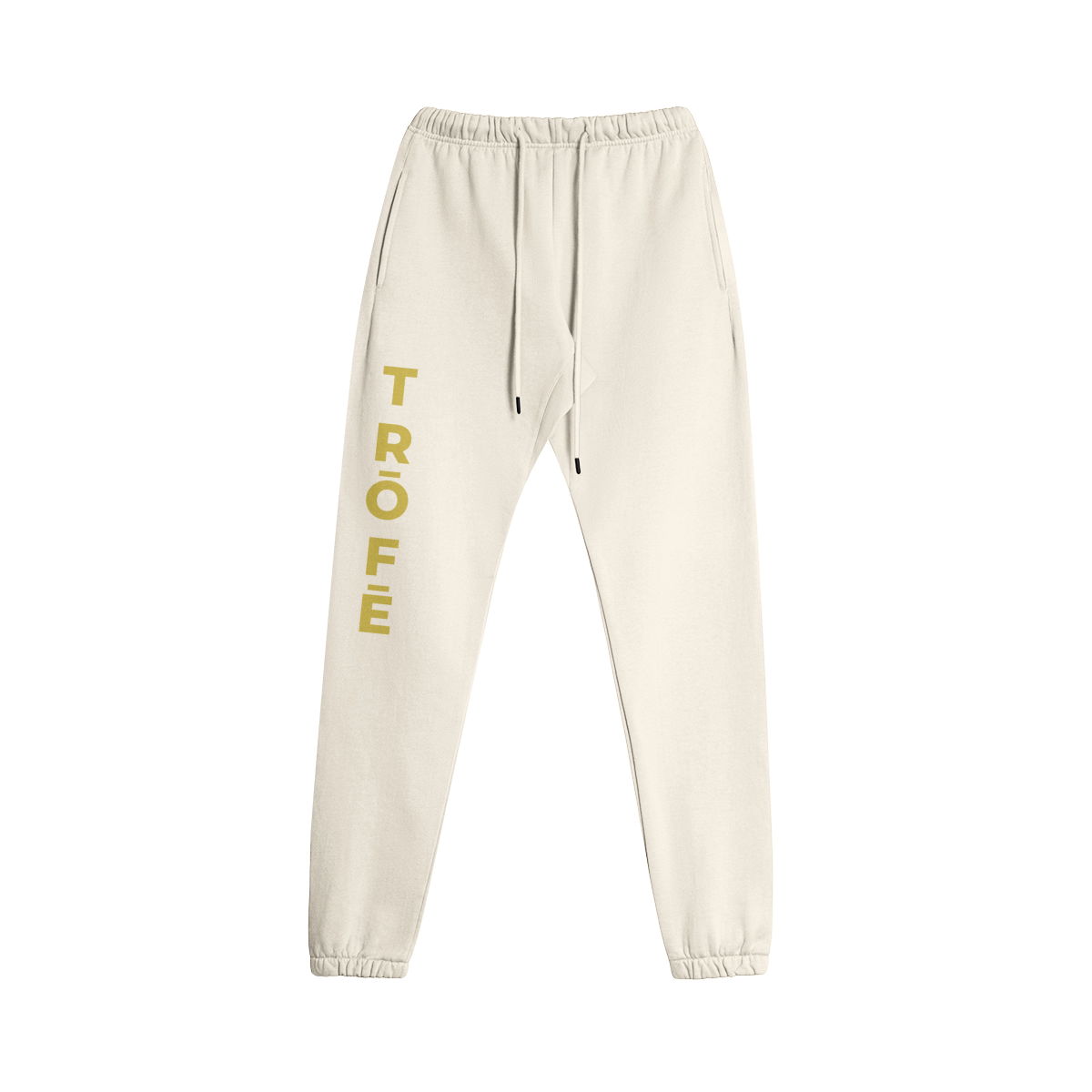 TRŌFĒ Gold Logo Sweatpants rice front