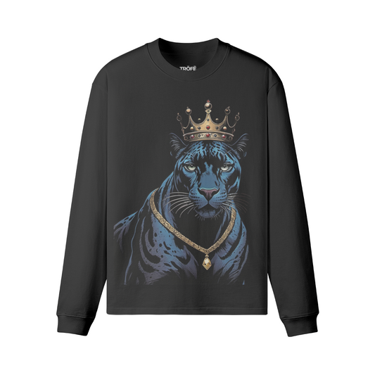 TRŌFĒ Royal Panther Sweatshirt White Logo front