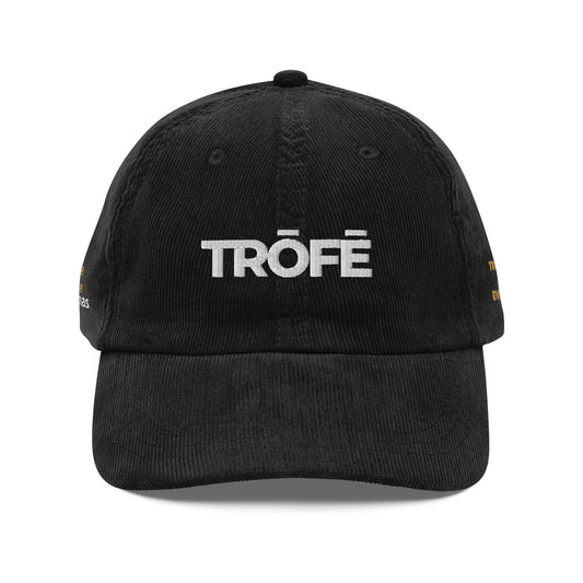 TRŌFĒ White Logo Corduroy Cap front