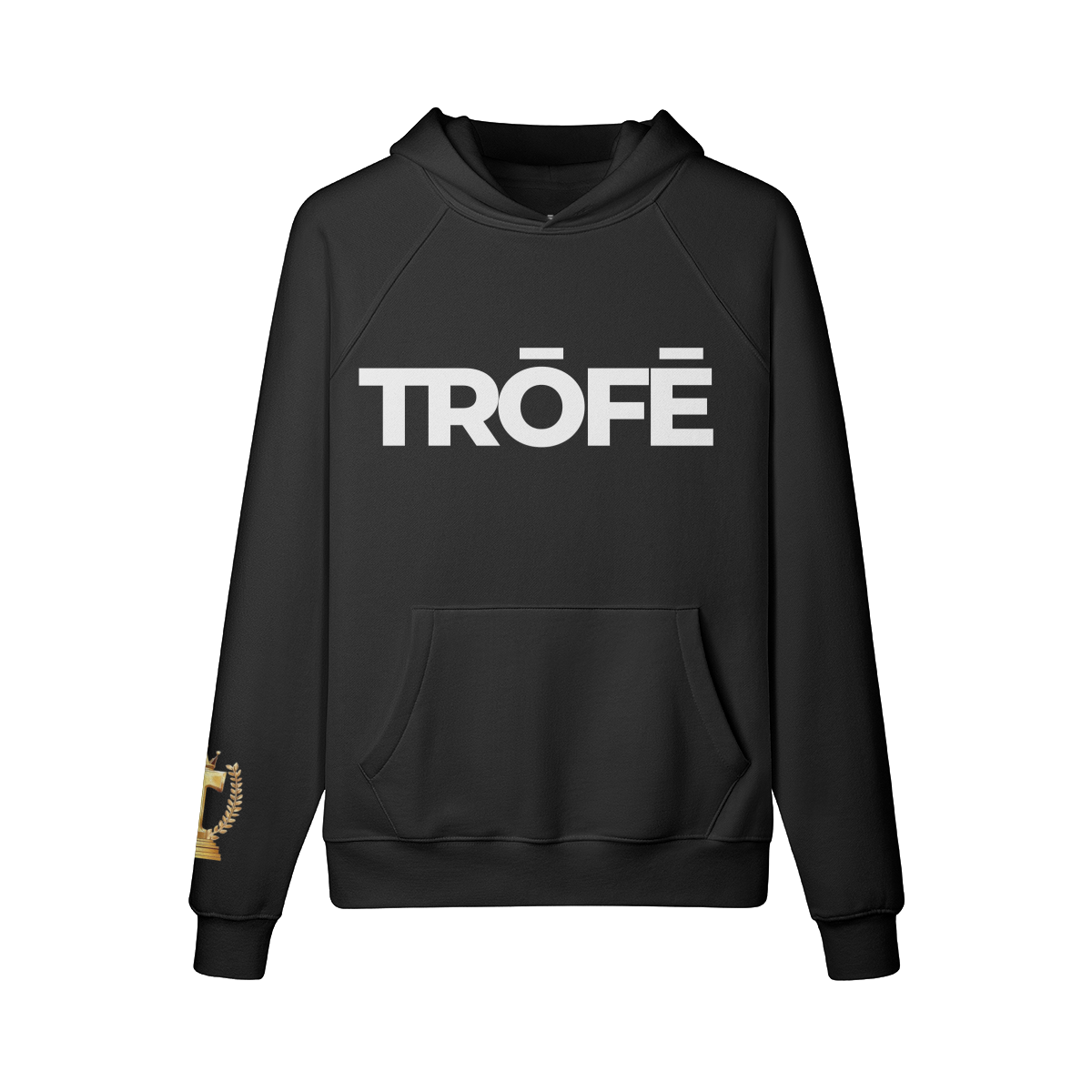 TRŌFĒ White Logo Hoodie front