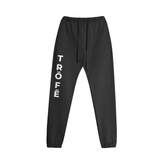 TRŌFĒ White Logo Sweatpants black front